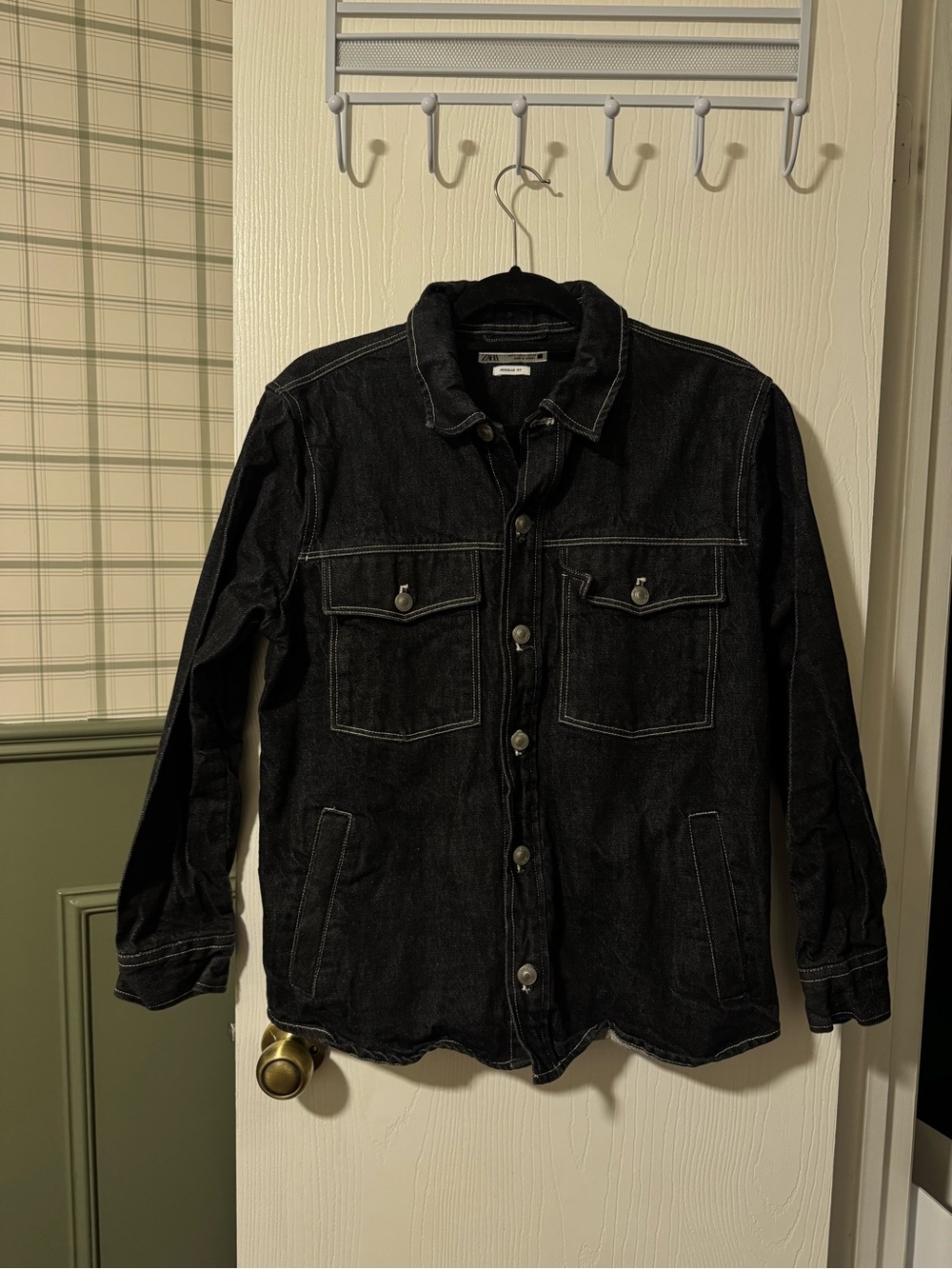 Zara Black Denim Lightweight Shirt Jacket